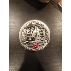 Vintage Bottlecap Shaped Grey Amsterdam Bottle Opener with Flag